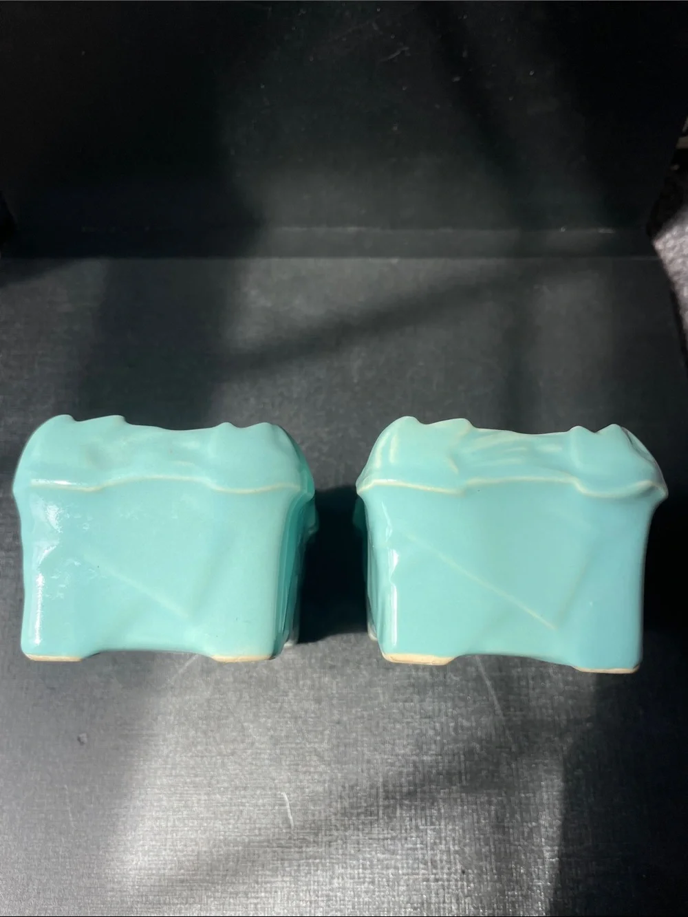 Vintage McCoy Rectangular Planters Windowsill Box Vase Blue Turquoise Set of 2